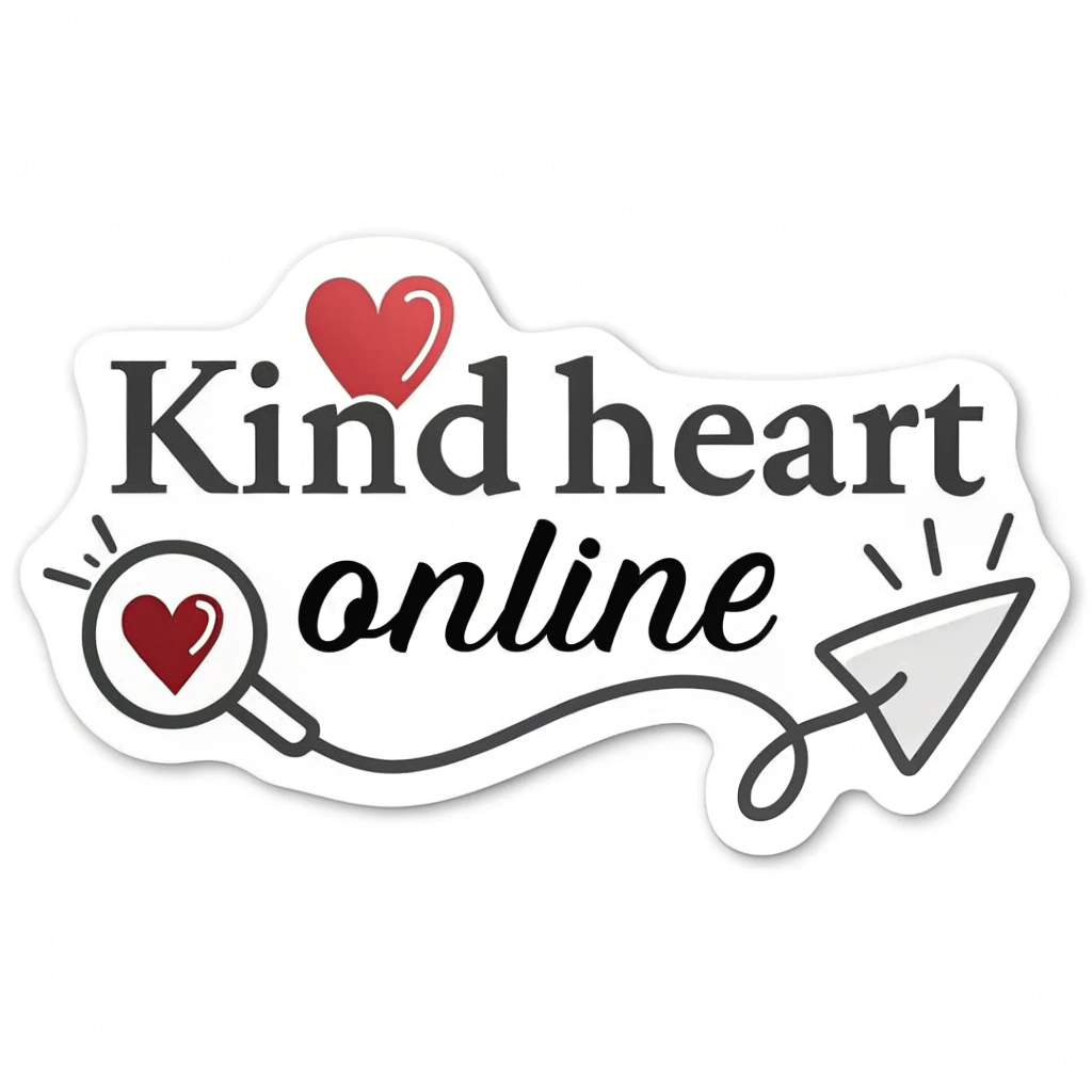 Simple Logo Idea: A minimalist logo featuring a typographic treatment of 'Kind Heart Online' where the 'o' in 'Online' is replaced by a simple heart icon. Alternatively, a heart icon that subtly incorporates a mouse cursor or a speech bubble.