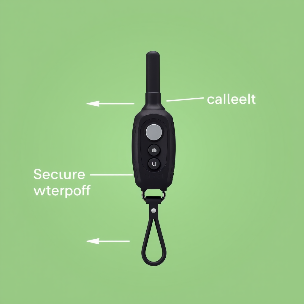 A remote control designed like a small, handheld device with a secure, waterproof seal. Incorporate a loop or clip for easy attachment to outdoor gear.