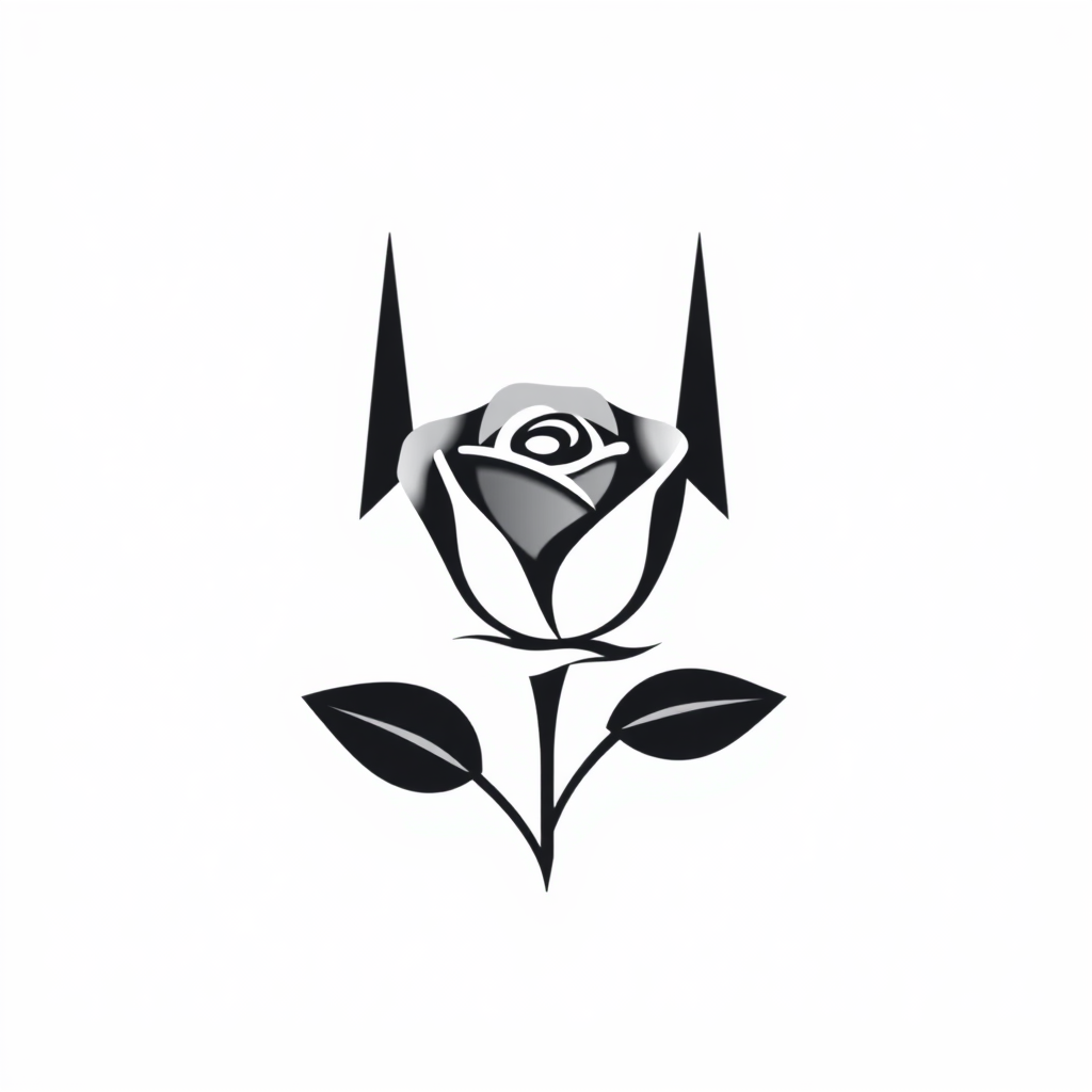 A geometric, minimalist design combining the iconic twin spires of Churchill Downs with a stylized rose. The spires could be formed using negative space around the rose, or integrated as structural elements, employing a sophisticated monochromatic scheme or a gradient.