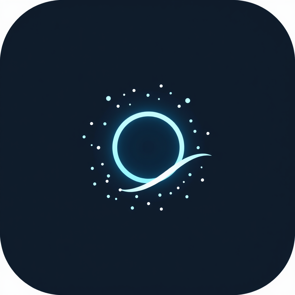 A minimalist icon with a central static or subtly glowing core, from which small, abstract particles or simple wave patterns gently emanate and then dissolve or transform, signifying continuous, adaptive generation.