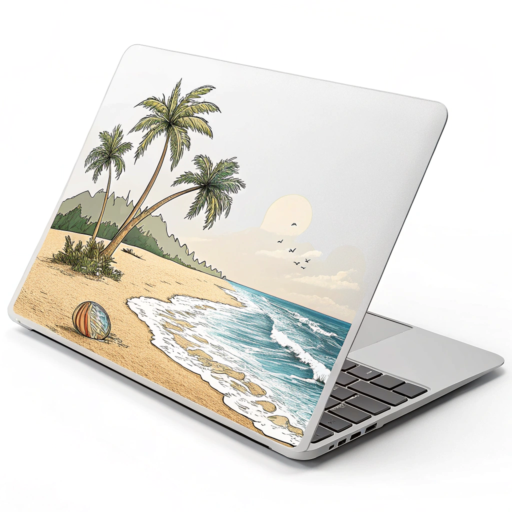 Icon: A laptop on a beach.