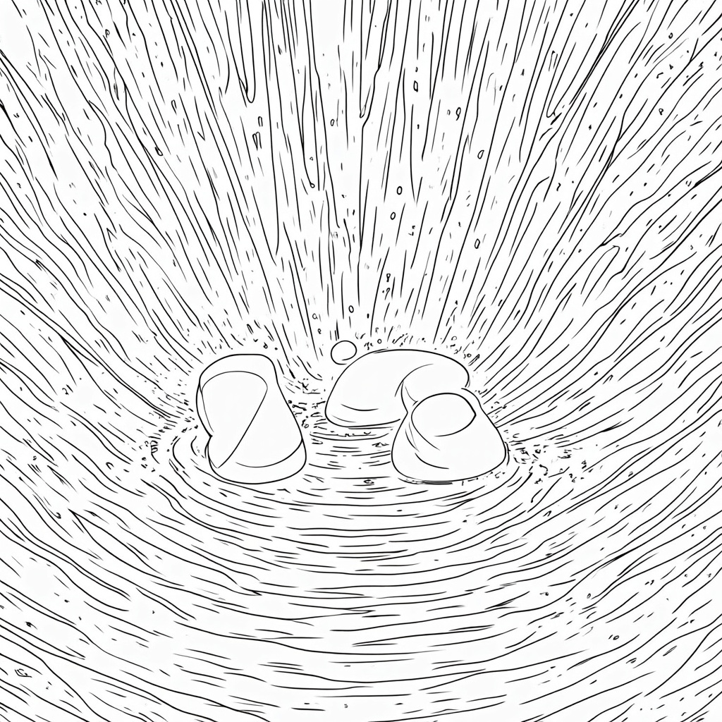 Conceptualize the Higgs field as a pervasive, viscous medium. Show other particles (represented as distinct shapes) gaining mass as they interact with this 'sticky' Higgs field, perhaps depicted as them dragging or creating ripples in this dense field background.