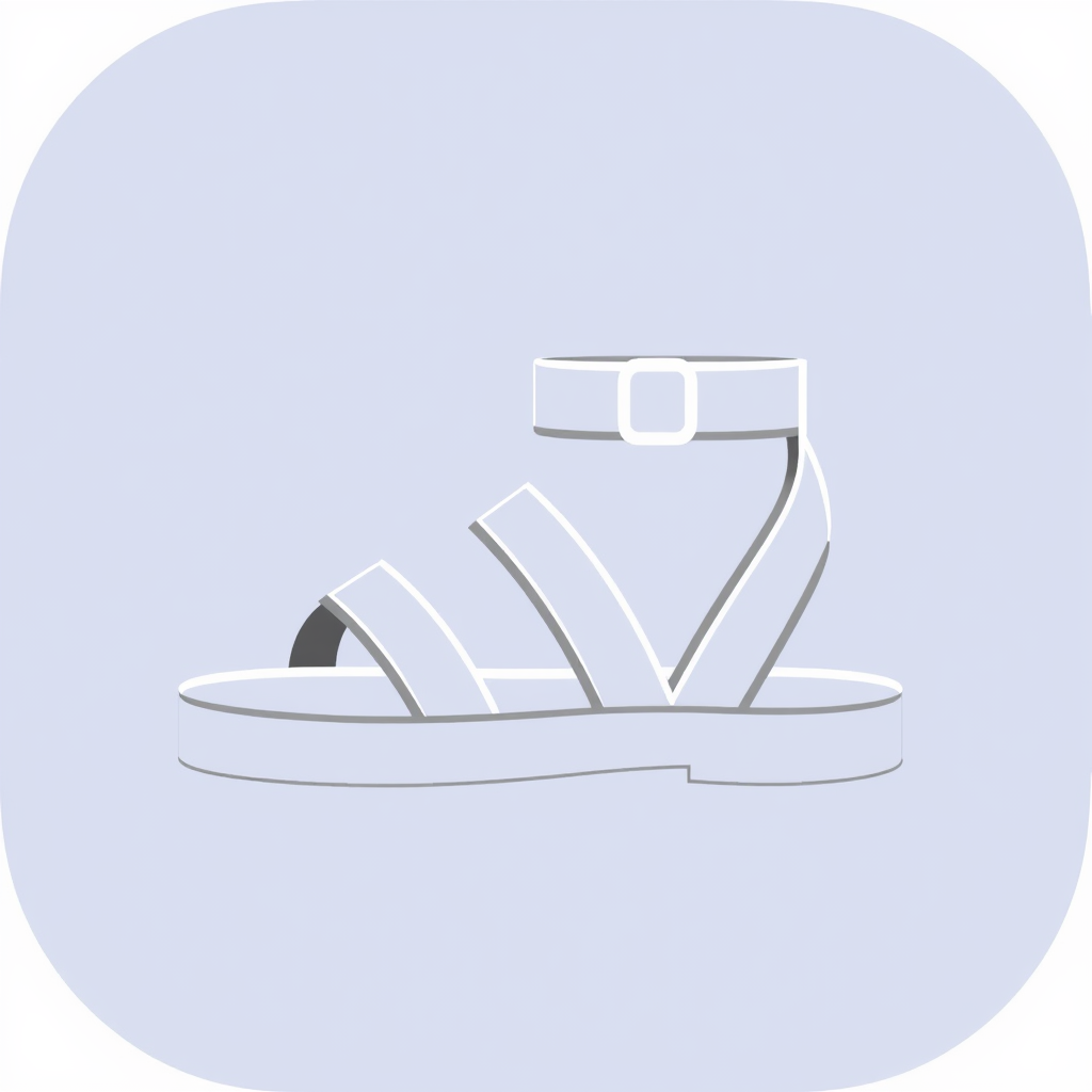 A sandal icon with multiple straps, suggesting a more complex design, and a flat sole.