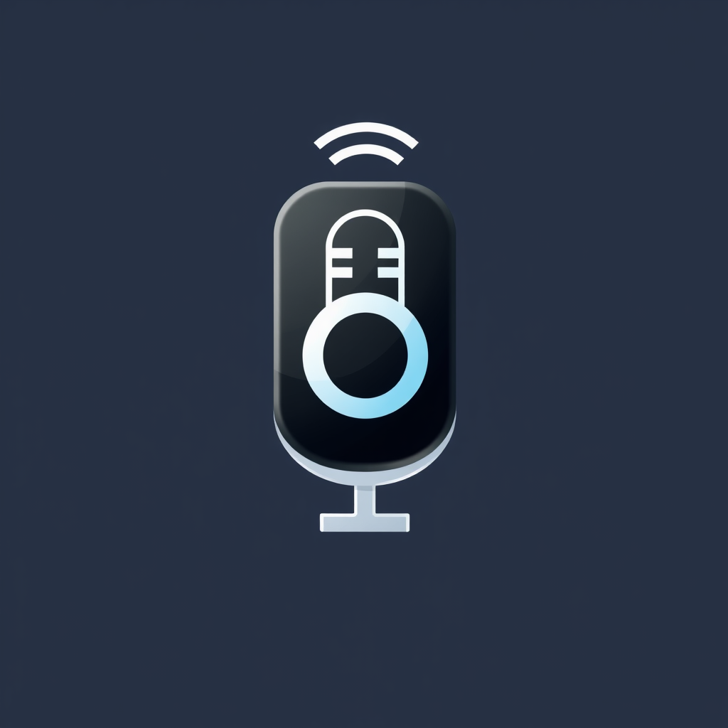 A remote control icon morphing into a microphone to represent voice command.