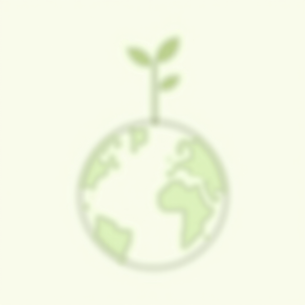 Minimalist Globe T-Shirt Design 1: A single continuous line forming a simple globe outline, with a delicate green sprout emerging from the top, symbolizing growth and Earth's renewal.