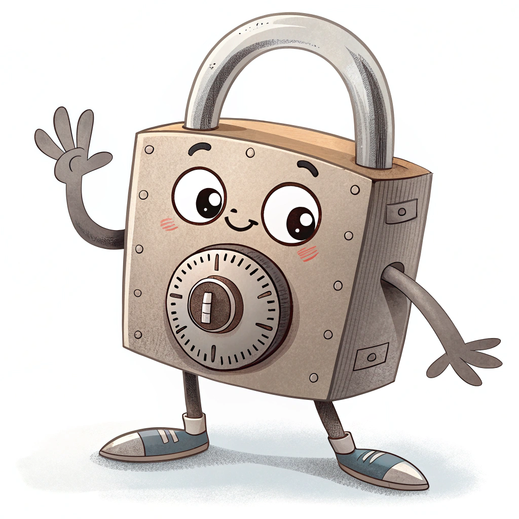 Sub-design Idea 5: Friendly Character Lock Sticker - An anthropomorphic padlock character with friendly eyes and a subtle smile, designed to be approachable and educational, especially for younger users, making privacy settings less intimidating.