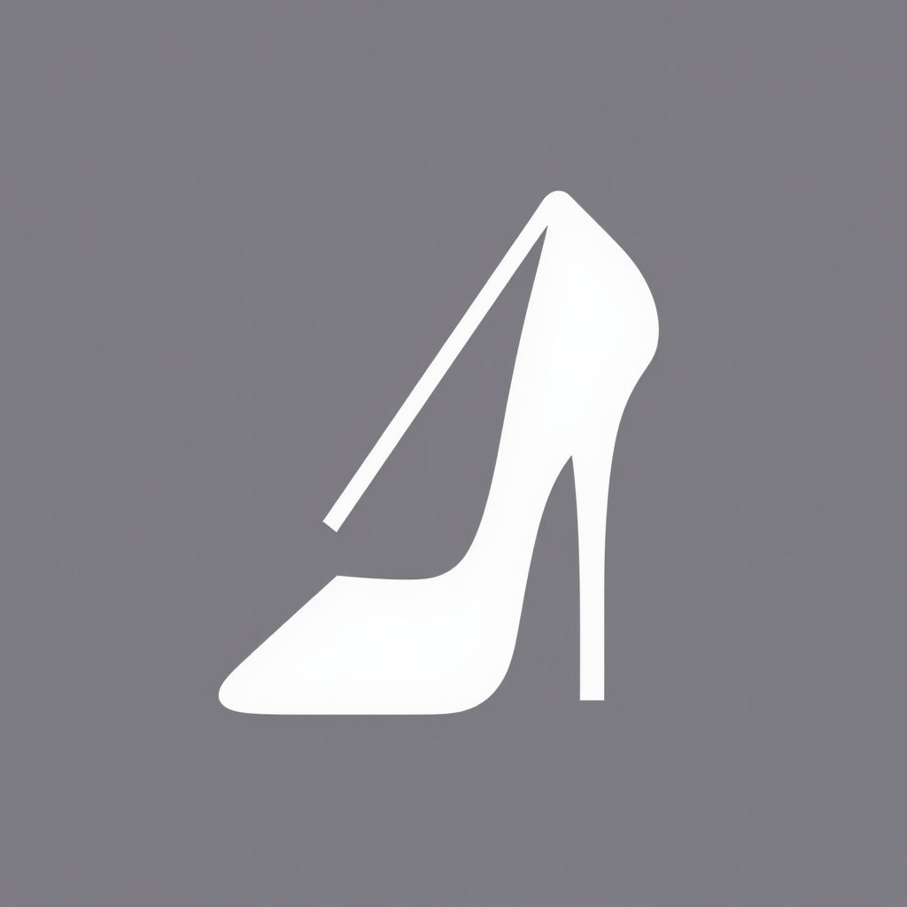 A minimalist high heel icon, using only geometric shapes to represent the shoe's form, suitable for a modern and clean look.