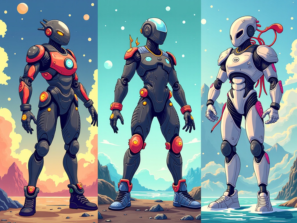 Create a series of cybernetic beings designed by AI based on specific ecological niches or extreme environments. The AI would generate augmentations optimized for deep-sea pressure, vacuum of space, or toxic atmospheres, resulting in diverse and functional cybernetic forms, like bioluminescent armor or self-repairing crystalline structures.