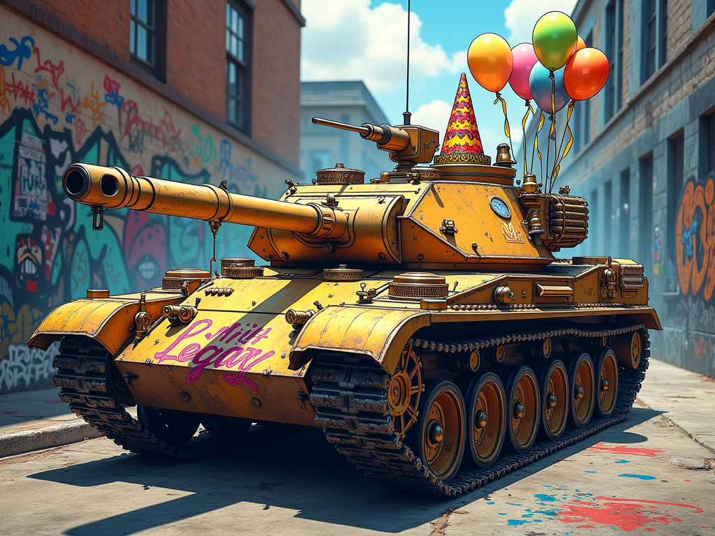 No Limit Tank Tribute: A design that modernizes the iconic No Limit tank logo, incorporating 'P. Miller Legacy' and birthday elements. Perhaps the tank is adorned with birthday decorations or carries a symbolic 'legacy' cargo.