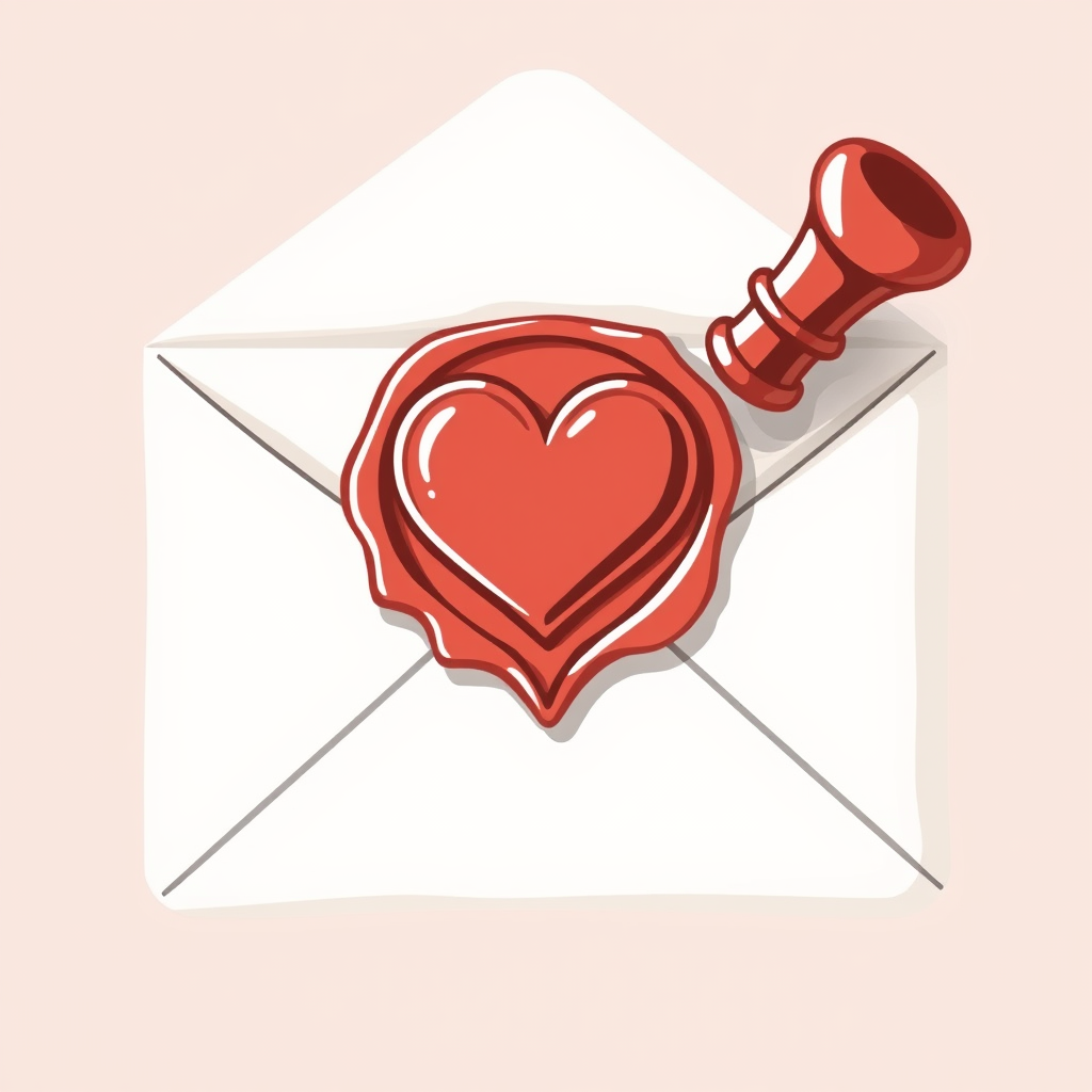 An envelope sealed with a heart-shaped wax stamp, representing a heartfelt message.