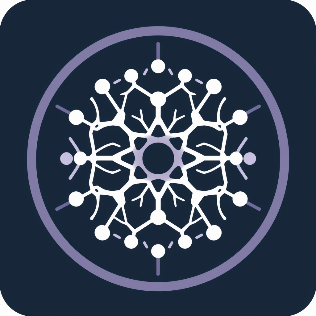 Abstract Neural Network Hub: A central glyph representing the Smart Hub, designed with an interconnected, abstract neural network pattern, with subtle lines pulsing outward to suggest connectivity to other devices or services.