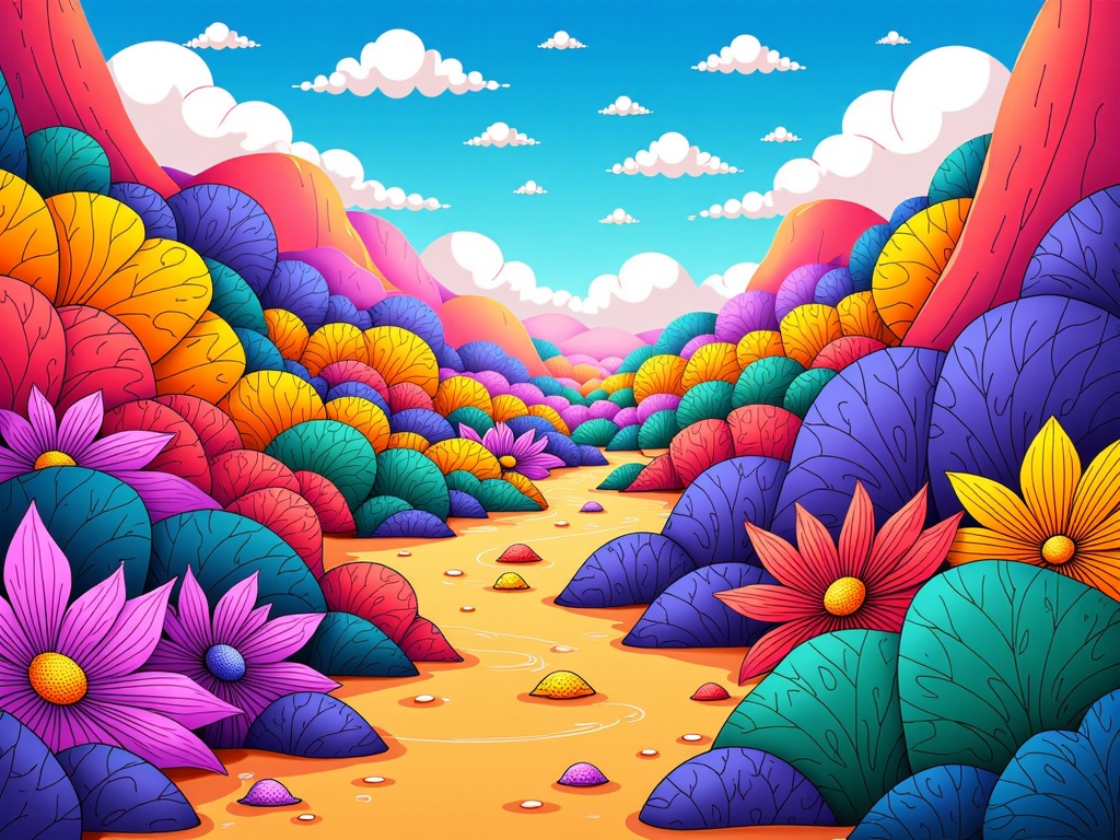 Real-time Environmental Storytelling via Generative Illustrative Details: AI dynamically generates and integrates small, evolving illustrative details (e.g., unique flora reacting to events, emergent glyphs, culturally specific AI-art) into the landscape that reflect player actions or unfolding narratives, enhancing interactive discovery.