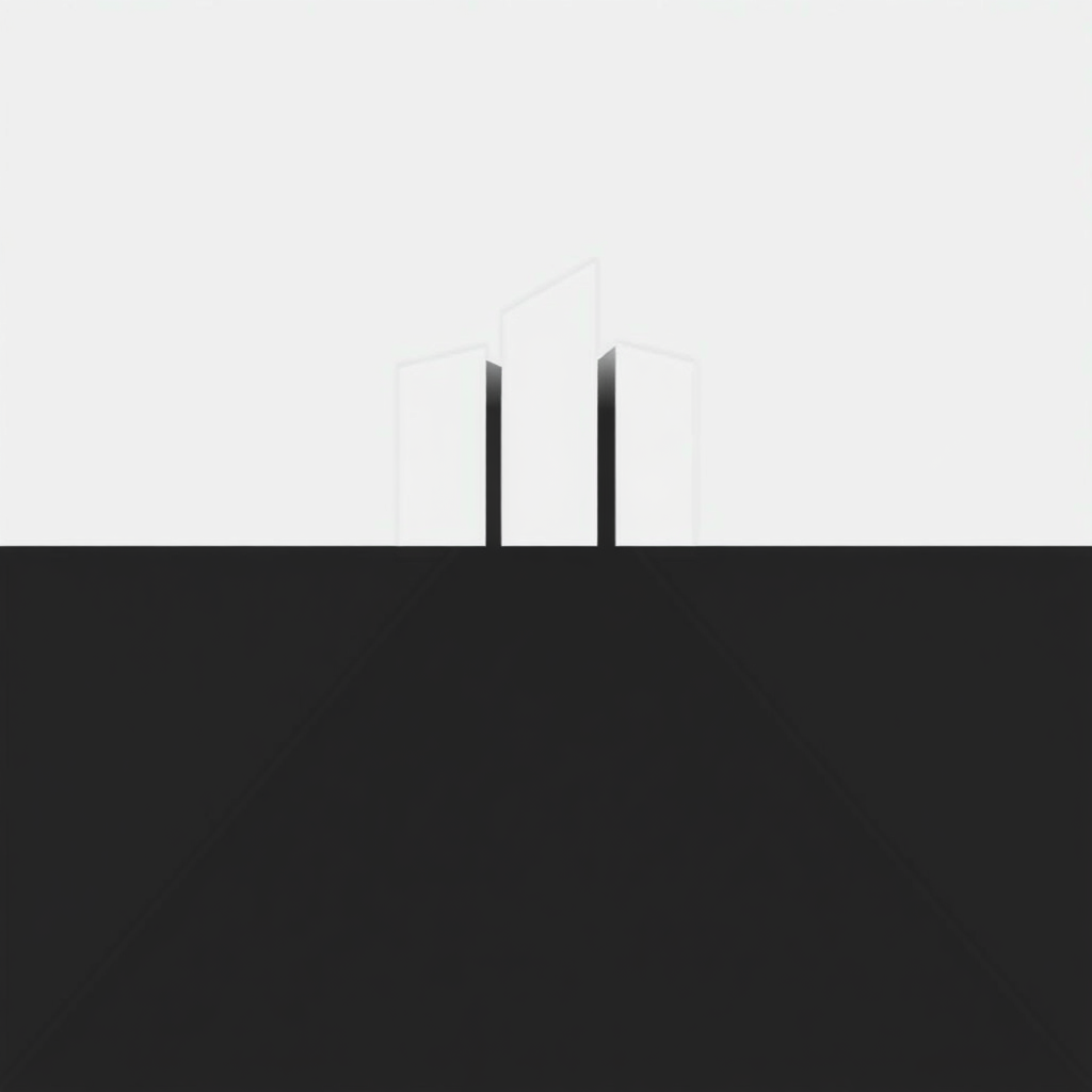 Sub-design Idea 5: Foundation & Elevation Lines - A single strong horizontal line representing the ground/foundation, with two or three perpendicular vertical lines of varying heights to signify building elevation in a minimalist style.