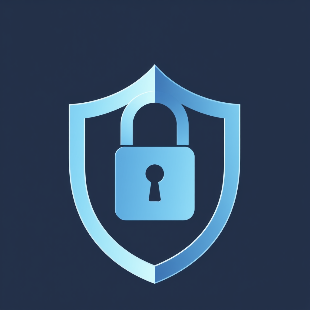 Interlocking Shield and Lock: Design a shield where one side or segment fluidly transforms into the distinct shape of a lock (e.g., padlock shackle or keyhole outline), rendered with smooth, modern curves and minimalistic details to represent integrated protection.