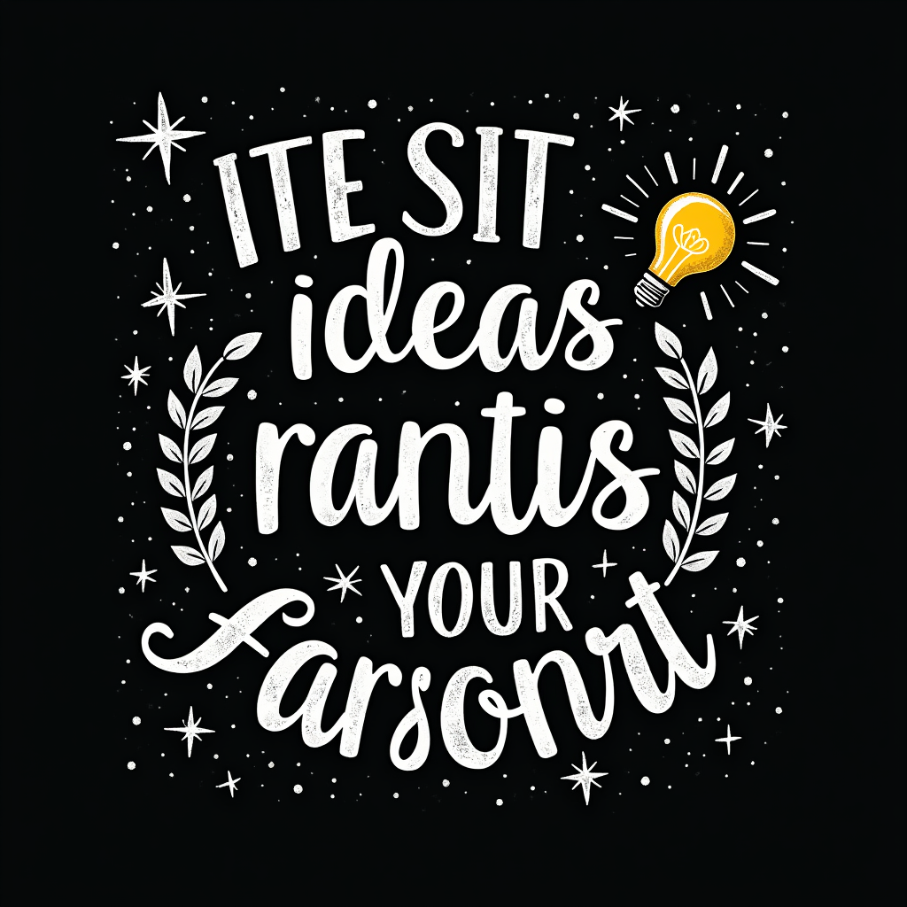 Chalkboard Art Style: All text rendered in a chalk-style font or handwritten script, as if drawn on a blackboard. Include simple chalk-drawn elements like stars, a lightbulb, or a laurel wreath around the text.