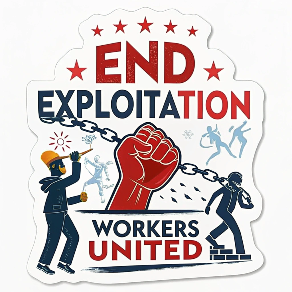Translate to English: May Day Protest Stickers - Anti-Capitalist/Anti-Exploitation Themes