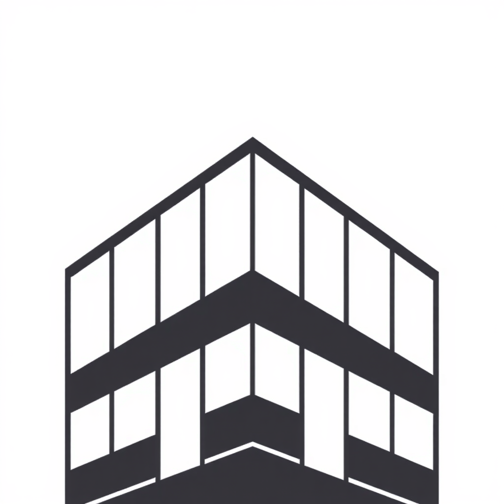 Sub-design Idea 1: Abstract Building Outline - Use three to four clean, intersecting straight lines of varying thickness to imply the corner silhouette of a modern building, focusing on negative space.