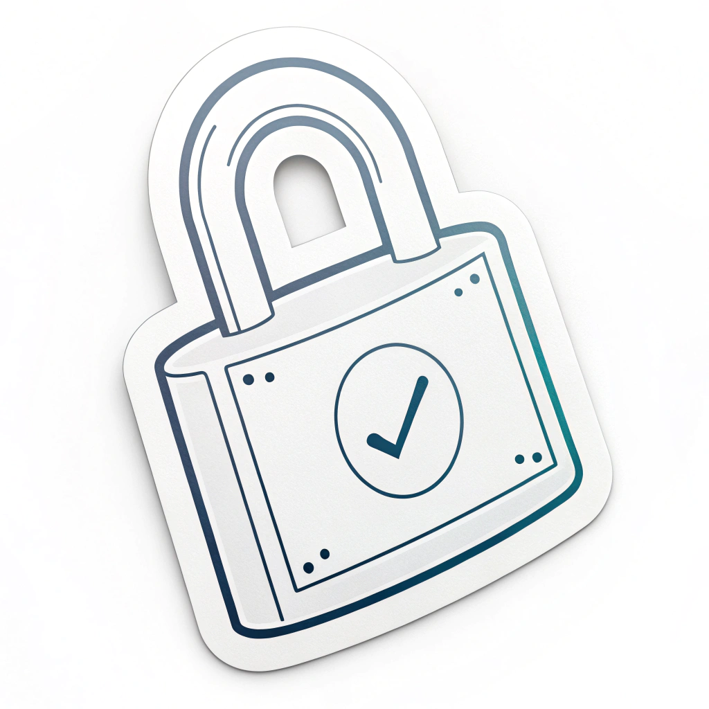 Sub-design Idea 1: Minimalist Lock Sticker - A clean, modern padlock outline in a single color or with a subtle gradient, perhaps with a small dot or checkmark inside to signify 'locked' or 'secure'. Ideal for a sleek, contemporary look.