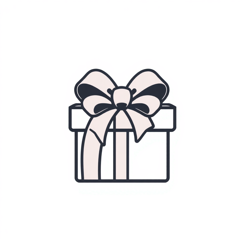 An icon with a ribbon wrapping around a small box, with the bow tied at the top. This represents the wrapping aspect of gifts.