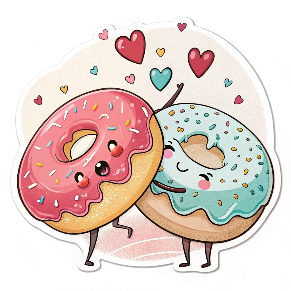 Kissing donut couple sticker