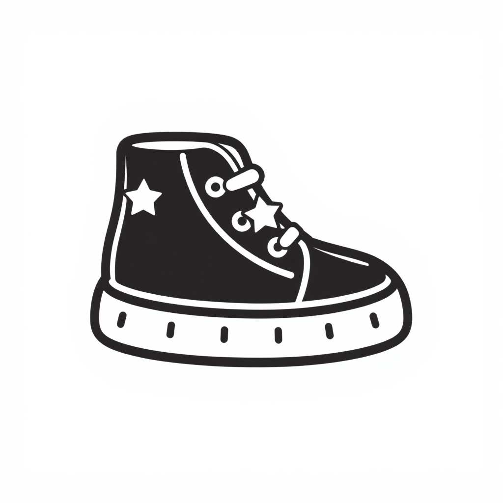 A single shoe icon with a star or small animal design on it, indicating a child-friendly theme.