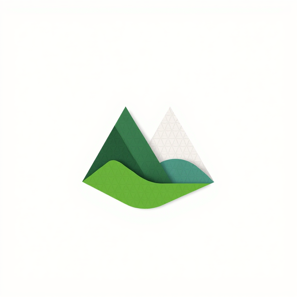 Geometric Nature Abstract: Using Google's Material Design, an abstract icon formed from simple geometric shapes that subtly evoke natural elements (e.g., mountain ranges, tree canopies, water waves), reflecting eco-efficiency through design simplicity.