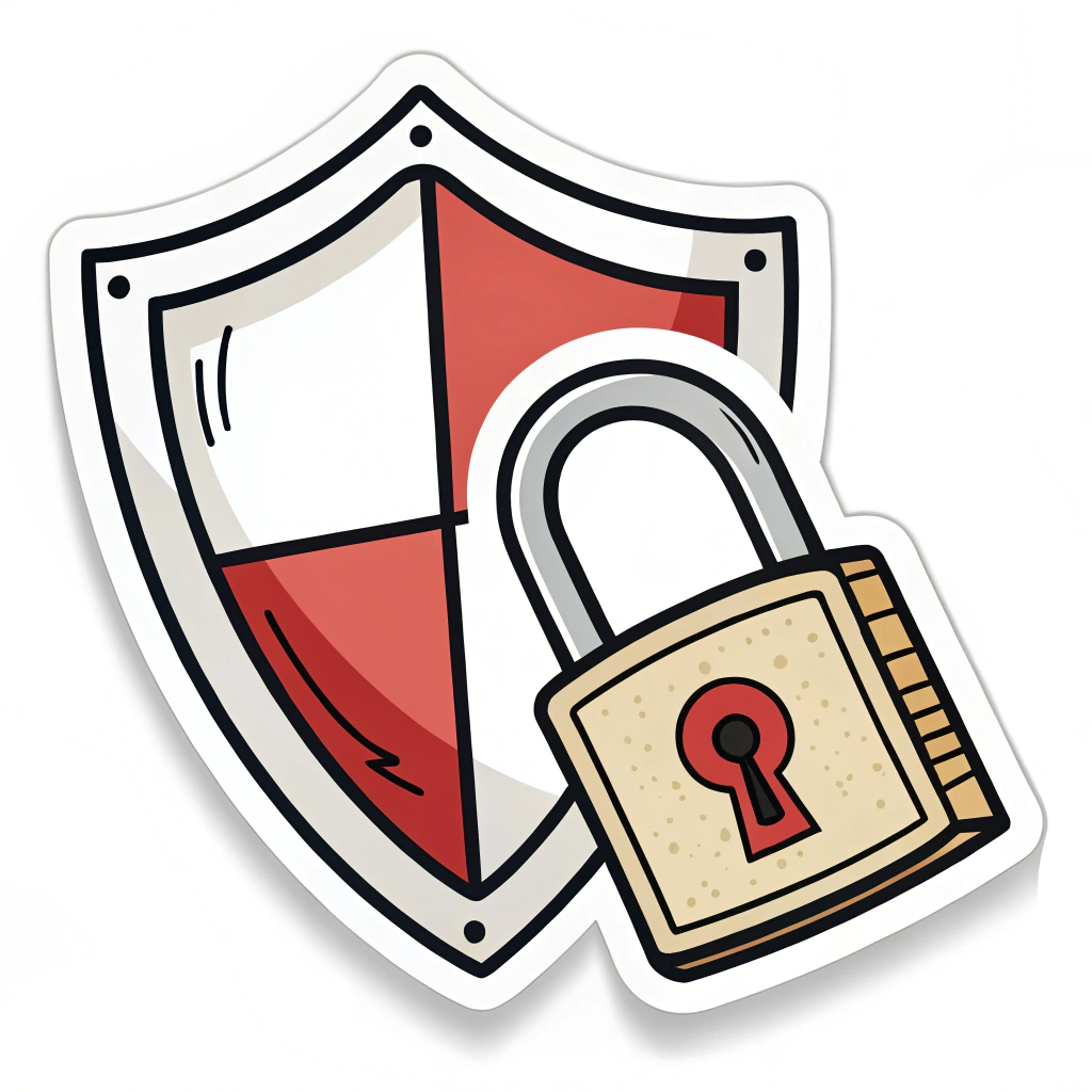 Sub-design Idea 2: Shield & Lock Combo Sticker - A design integrating a classic shield shape behind or around a padlock icon, visually reinforcing the concept of protection and defense for privacy settings.