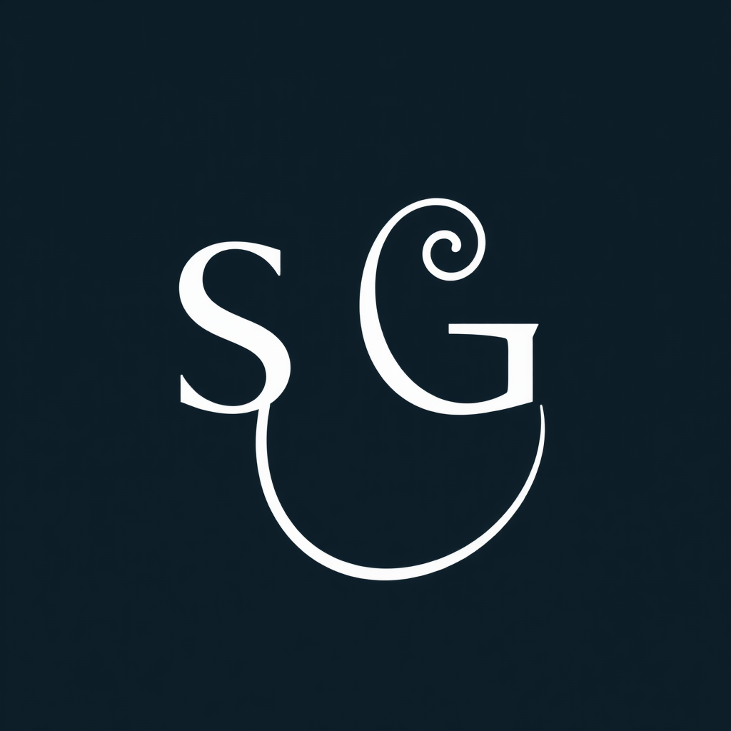 Dynamic Spiral Growth: The 'S' and 'G' are connected or flow into each other forming a subtle spiral shape. The outer edge of the spiral unfurls slightly, suggesting continuous development and expansion, akin to a growing fern.