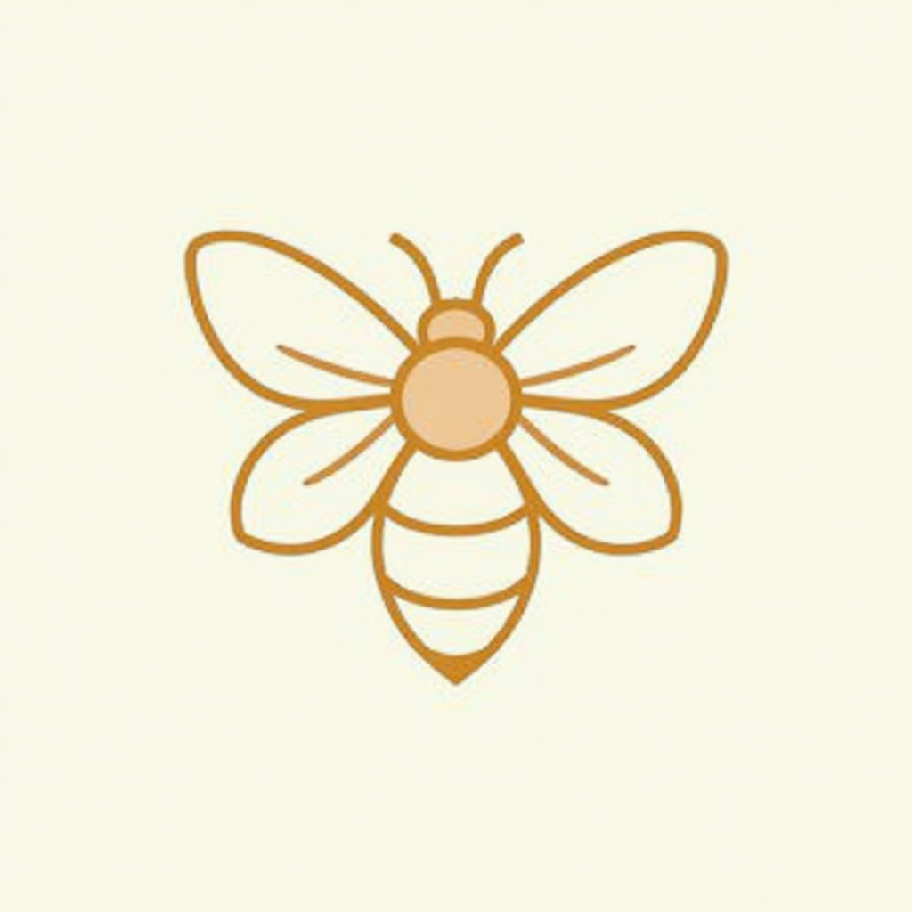 Simple Icon Idea: A minimalist outline of a bee with its wings formed by simple petal shapes or a single simplified flower shape forming the body/wings of the bee.
