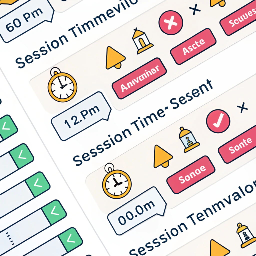 Visual Session Lifecycle Management Pattern: Develop a visual pattern for session management that clearly communicates remaining session time, inactivity warnings, and provides straightforward options for session renewal or secure termination across devices.