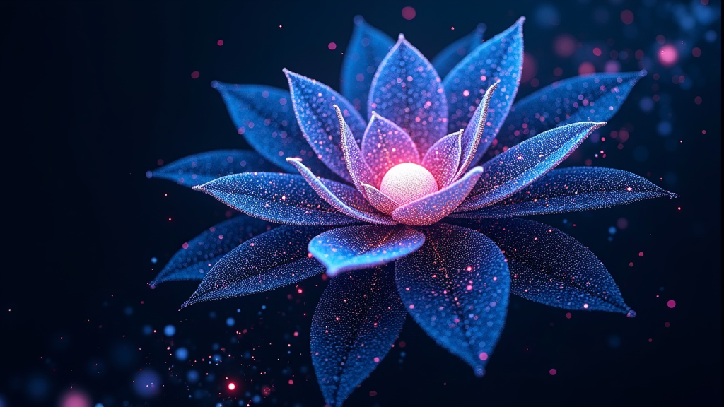 T-Shirt Design Idea 1 (Neural Bloom): An abstract, glowing neural network that elegantly blossoms into a stylized, glamorous flower or intricate pattern. The tagline 'Generated Glamour' is integrated within the artwork, while 'Styled by AI' appears as a subtle digital signature. Colors could be deep blues and purples with metallic accents.