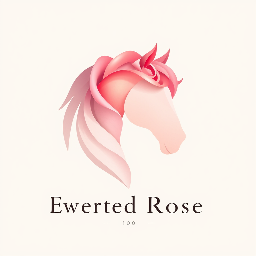 Sub-design Idea 5: Ethereal Rose & Equine Form. A design that artfully blends the imagery of a rose with a horse's silhouette. For instance, the flowing petals of a rose could subtly form the mane or outline of a horse's head, rendered with soft gradients and delicate lines, paired with understated, classy typography.