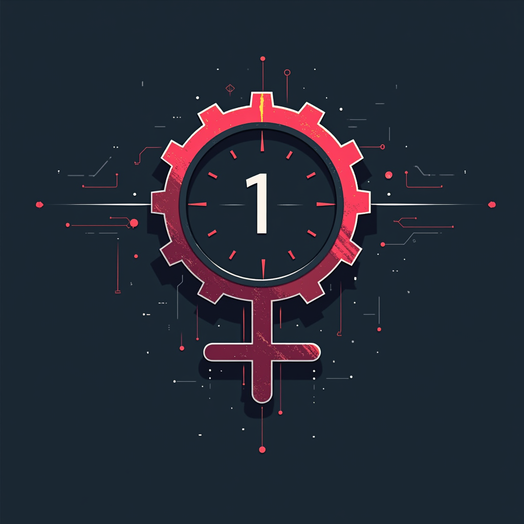 Simple Icon Idea: A stylized female symbol (♀) where the circle part is replaced by a cogwheel or a simplified computer chip outline, representing engineering and technology. The horizontal bar of the cross could be a minus sign and the vertical part a '1' to subtly hint at binary or basic programming logic.