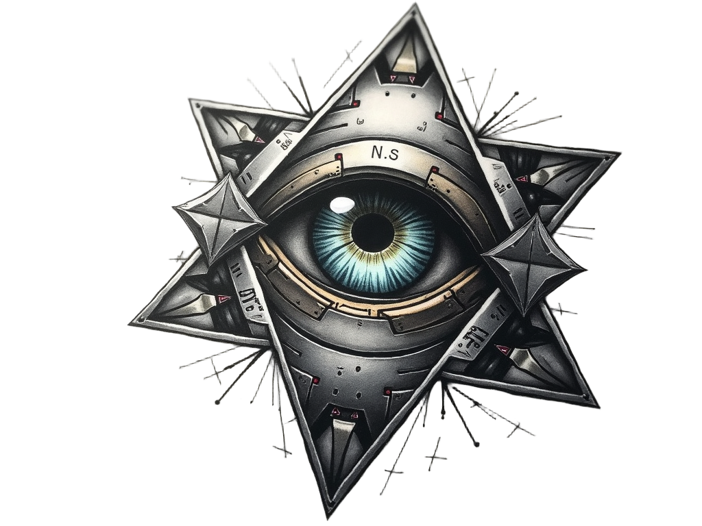 Original text (English): AI-Themed Tattoo Designs - Robotic Eye of Providence