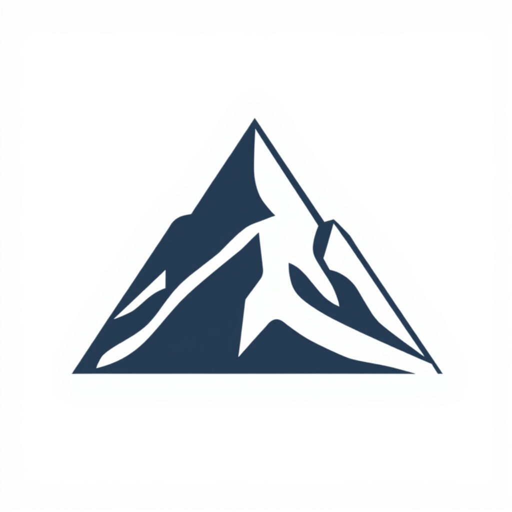 A mountain with a single large triangle, where the negative space around the edges can form additional smaller triangles, creating a visually interesting pattern. This would be a unique twist on the triangular mountain logo.