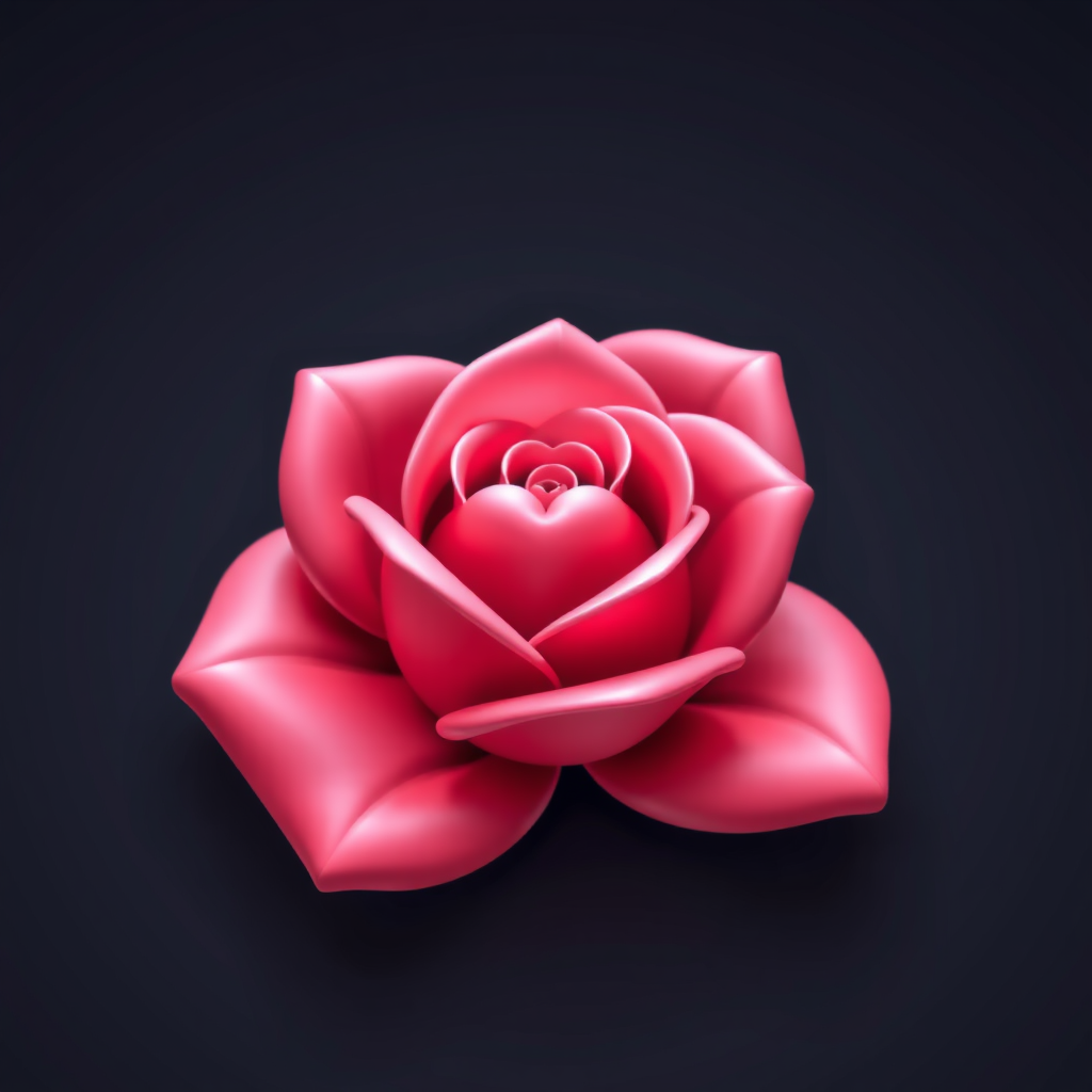 A rose icon where the petals are subtly shaped like hearts, symbolizing love and romance.