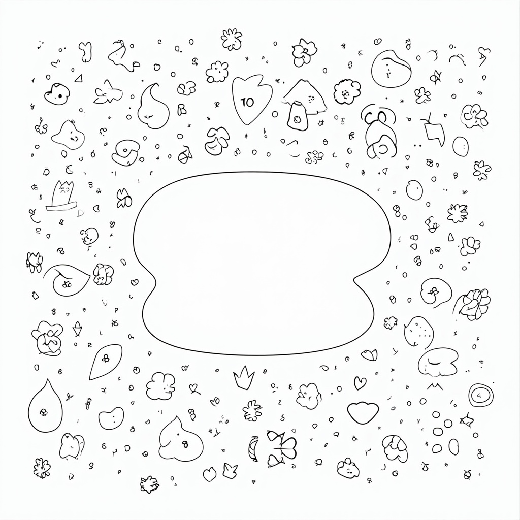A page with a basic float outline, accompanied by a 'palette' of various uncolored shapes, character outlines, and floral pattern suggestions that users can select, color, and incorporate into their float design by drawing them on.