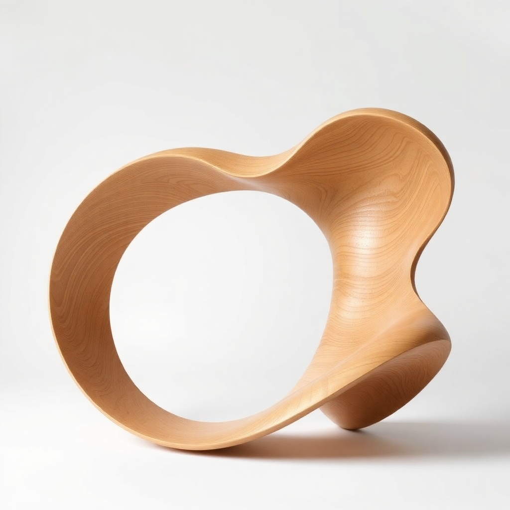 Construct sculptural forms from bent wood that emphasize the fluidity and complexity of natural grain patterns.