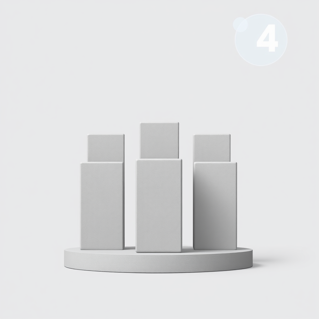 Sub-design Idea 4: Three to five clean, perfectly aligned rectangular blocks standing upright, possibly with varying heights, representing layers of defense, using negative space effectively.
