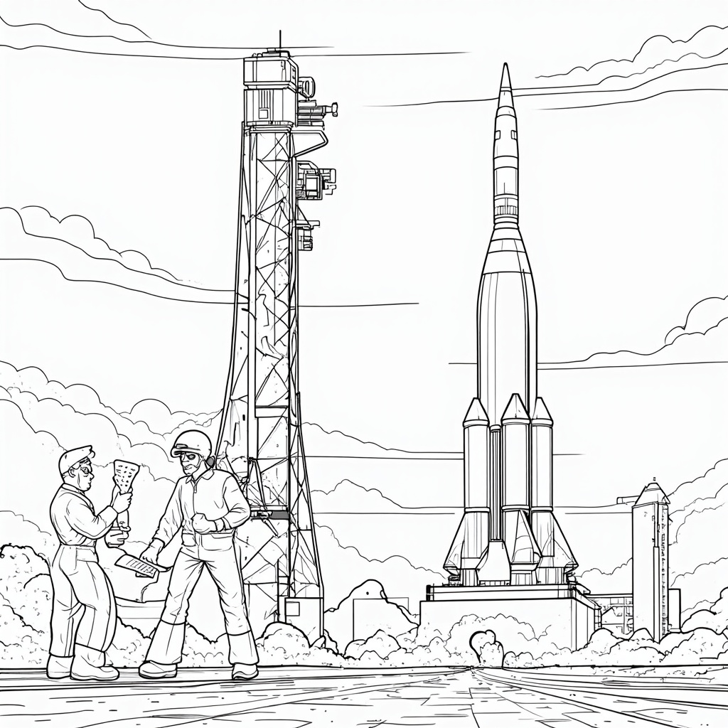 User request (English): Starliner Launch Coloring Book Pages - Starliner on the Pad: Pre-Launch Preparations