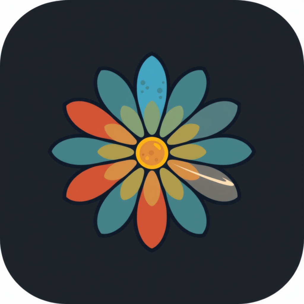 Celestial Body Petals: Each petal of the daisy represents a different stylized celestial body (e.g., a ringed planet, a cratered moon, a comet with a tail). The arrangement forms a daisy, uniting diverse cosmic elements.