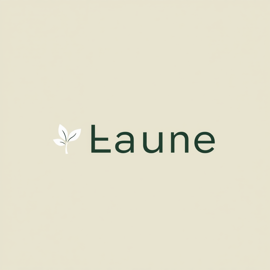 Simple logo design: The brand name in a clean sans-serif font, where one letter is subtly stylized to incorporate a minimalist nature element like a leaf or a tree silhouette.