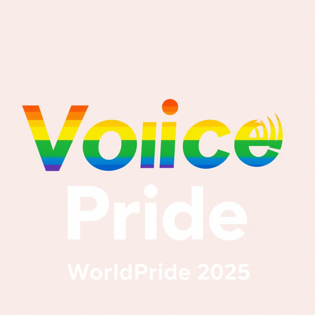 Typographic Sound Waves: The letterforms of 'Voice' or 'Pride' could be subtly distorted or accented with graphic elements to mimic sound waves, visually representing the act of speaking out. The typography for 'WorldPride 2025' would remain stable and clear, contrasting the dynamic theme text.