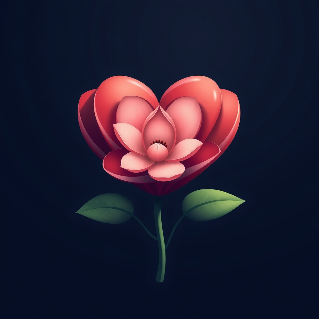 A blossoming heart-shaped flower, symbolizing the growth and beauty of love.