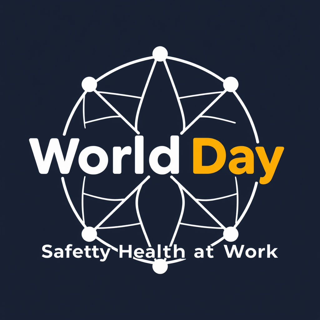 Translate: World Day for Safety and Health at Work Logos - Abstract Linked Figures forming a Safety Net Logo