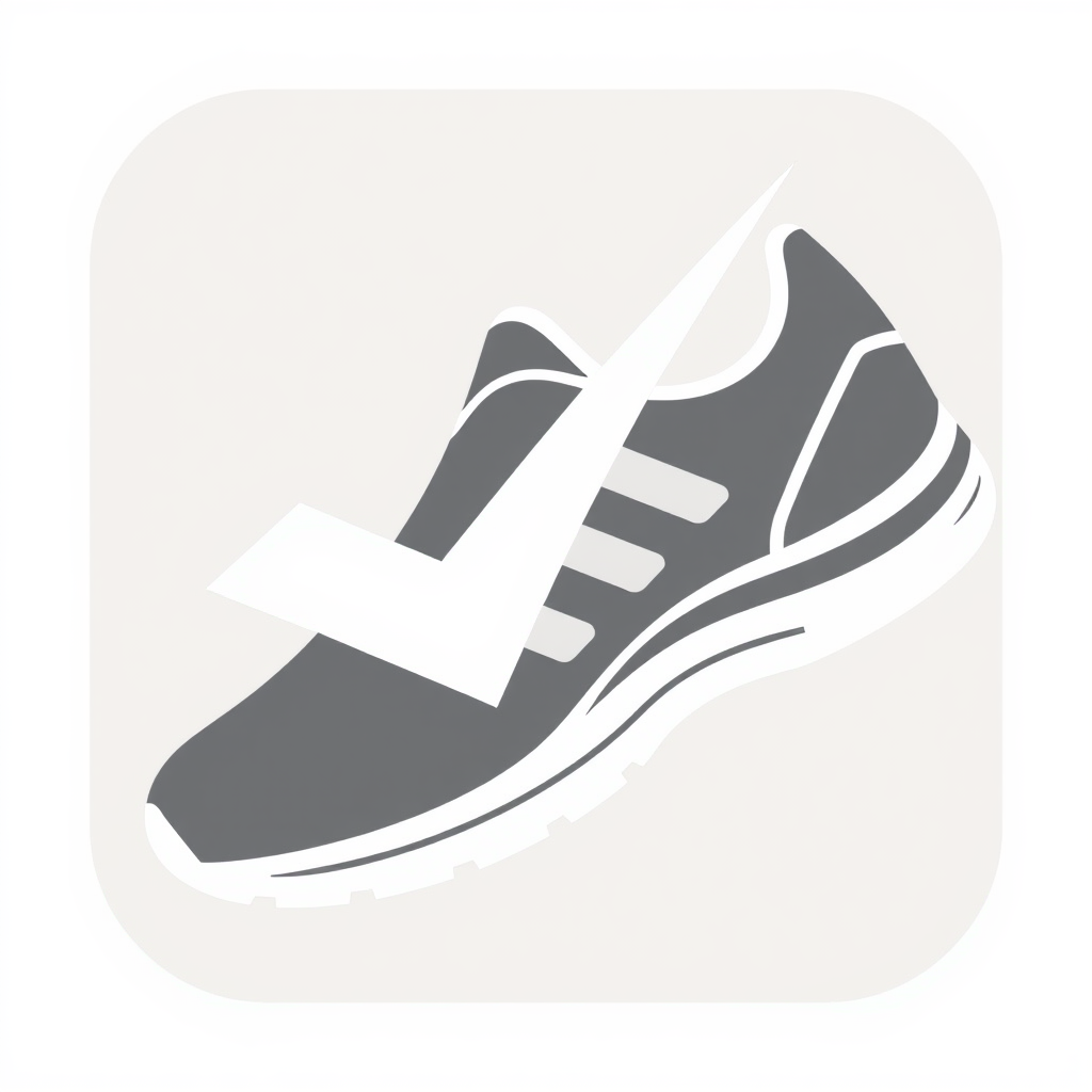 A running shoe with a bold checkmark, symbolizing performance.