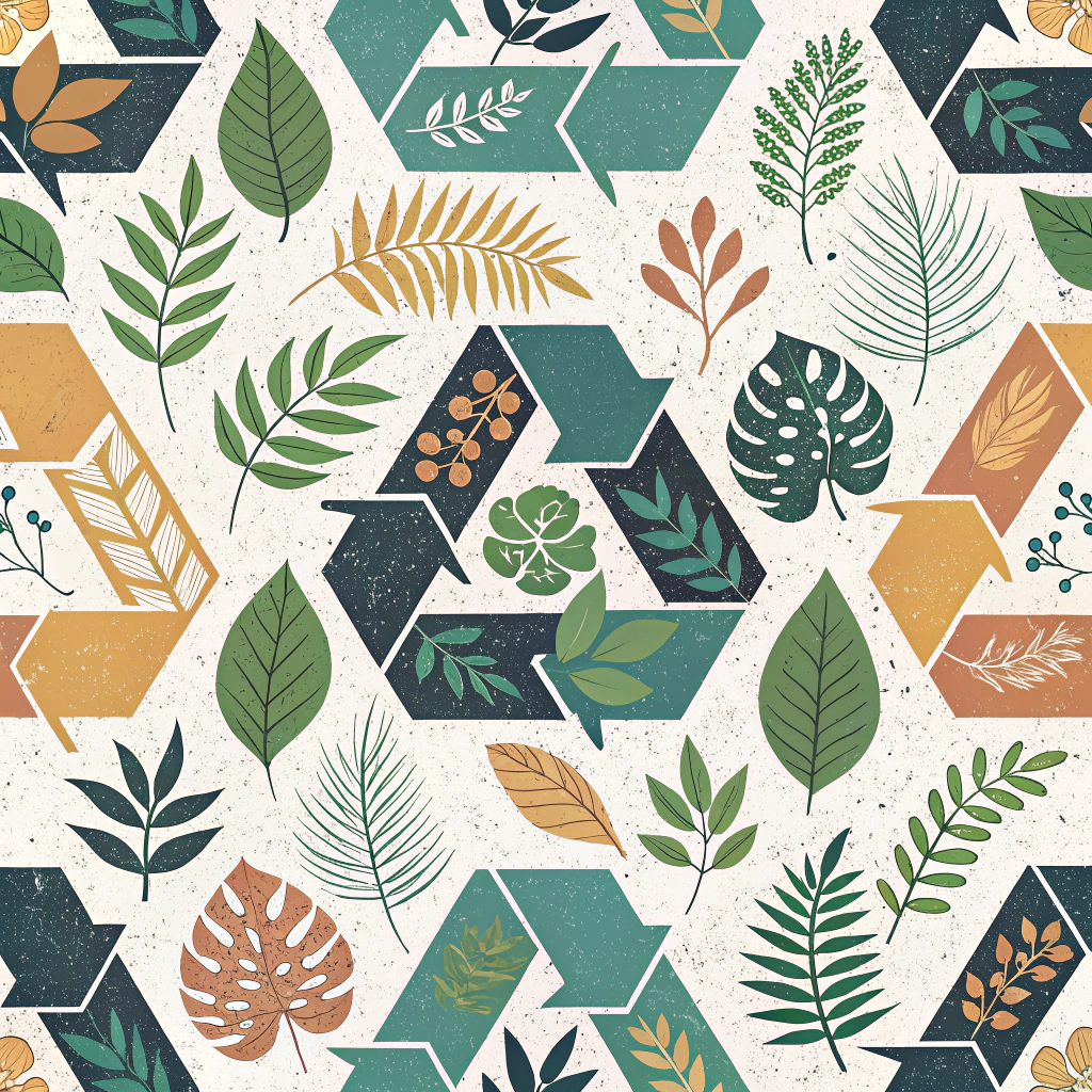 Evolving Material Topographies: Dynamic patterns generated by simulating the transformation or degradation processes of recycled materials over time, resulting in organic, textured visuals with layered effects.