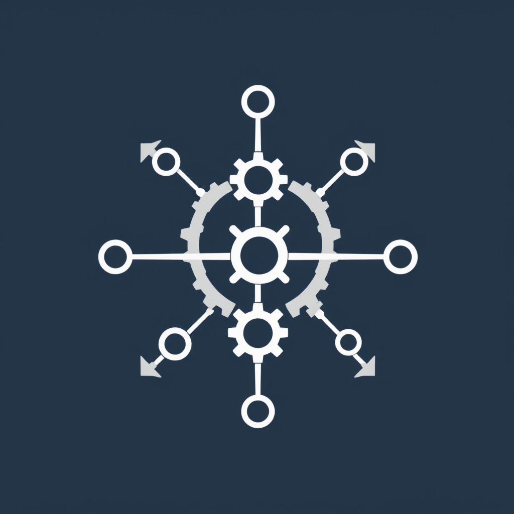 Training Process: Icon showing interconnected nodes with rotating arrows or gears around them, symbolizing the iterative learning and model training phase.