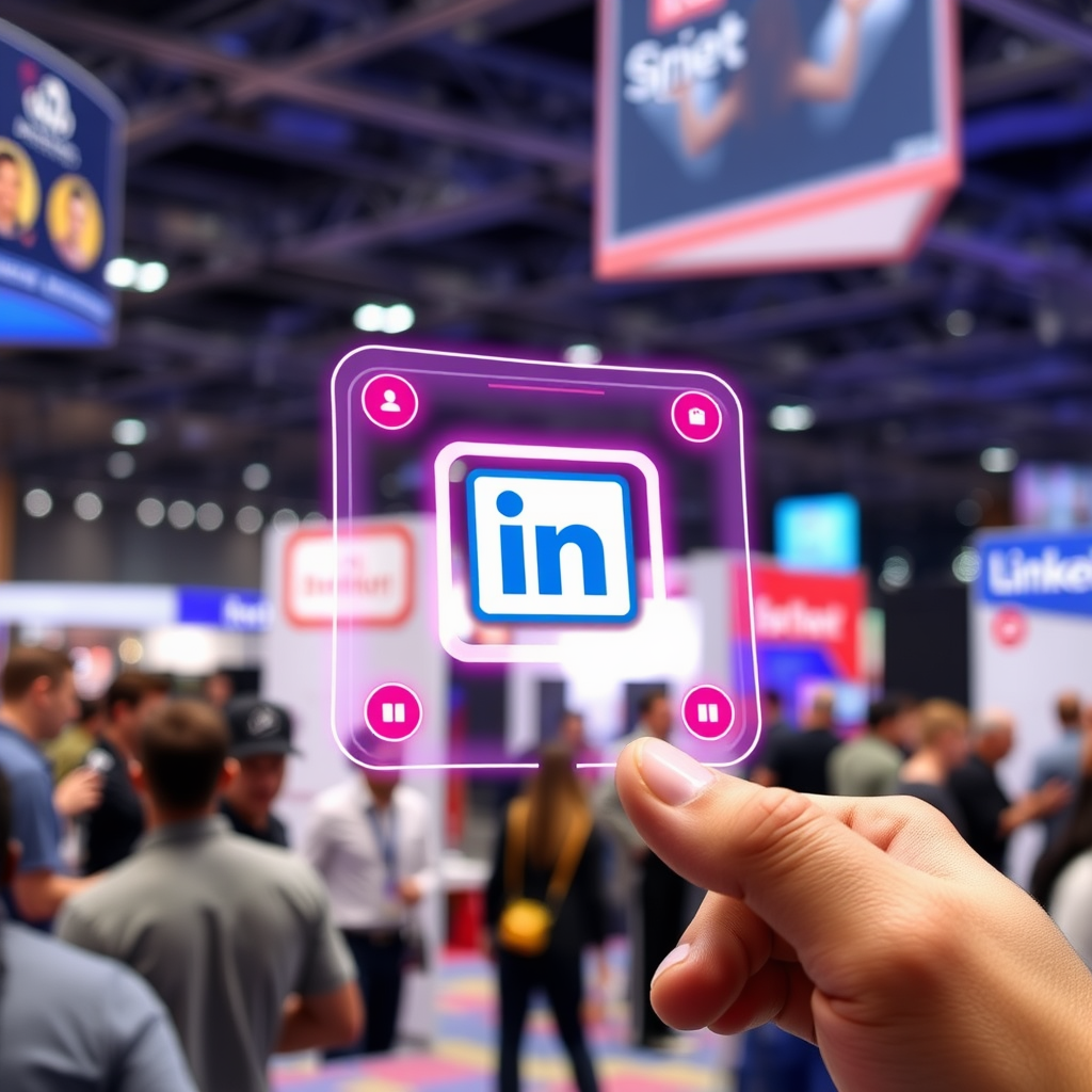 Event-Specific AR Social Hubs: During events like festivals or conferences, AR social media icons appear, acting as gateways to event-specific interactions, schedules, exclusive content, or networking opportunities. Scanning a LinkedIn AR icon at a trade show booth could bring up the company's profile or representative Vcards.