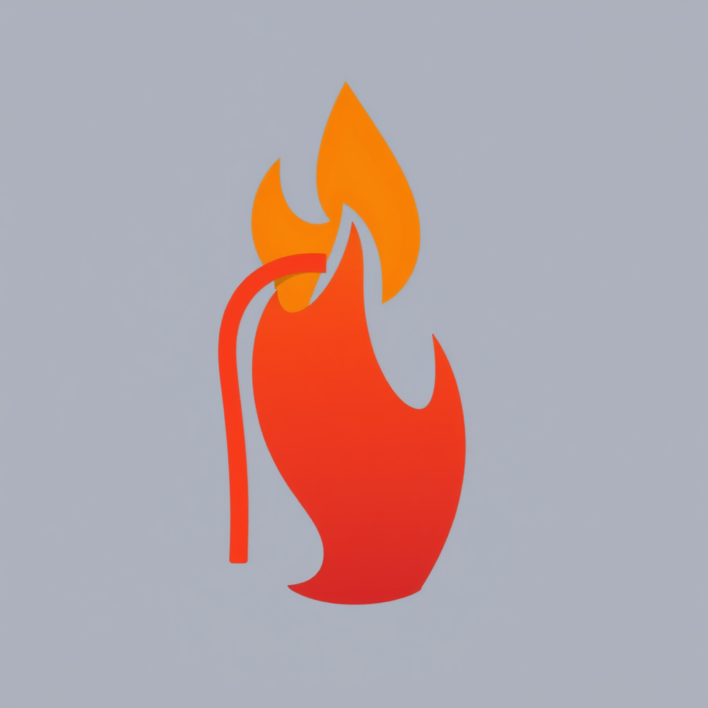 Abstract flame contained within the shape of a fire extinguisher, modern and minimalist.